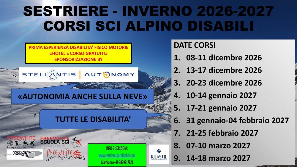 Programma corsi sci disabili sci alpino inverno 2026-2027